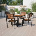 Flash Furniture Faux Teak Outdoor Patio Table and Chair Set XU-DG-10456036-GG
